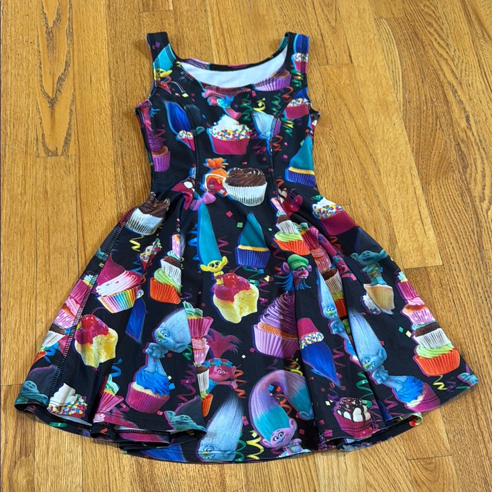 Terez Trolls Colorful Kids Cupcake Dress with Fun Print Size Large
